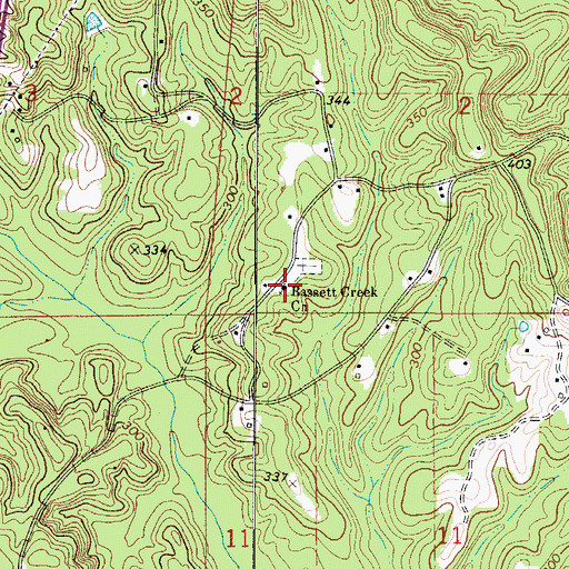 Topographic Map of Bassett Creek Church, AL