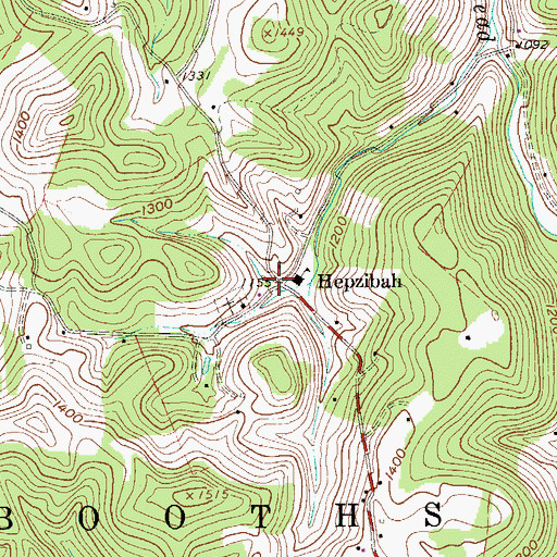 Topographic Map of Hepzibah, WV