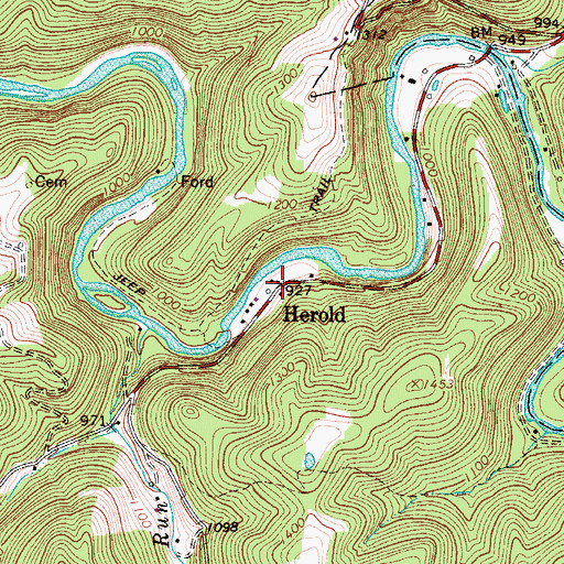 Topographic Map of Herold, WV