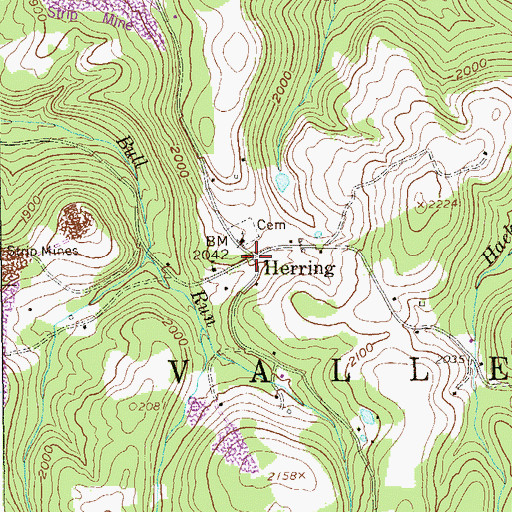 Topographic Map of Herring, WV