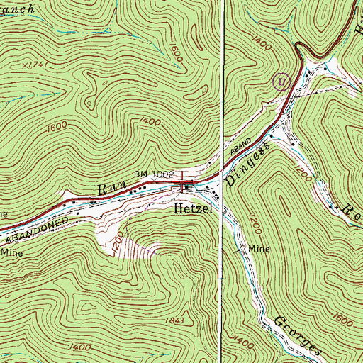 Topographic Map of Hetzel, WV