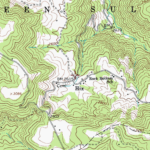 Topographic Map of Hix, WV