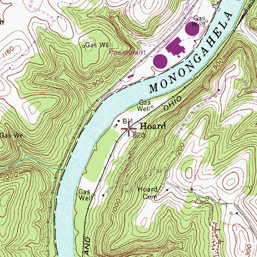 Topographic Map of Hoard, WV