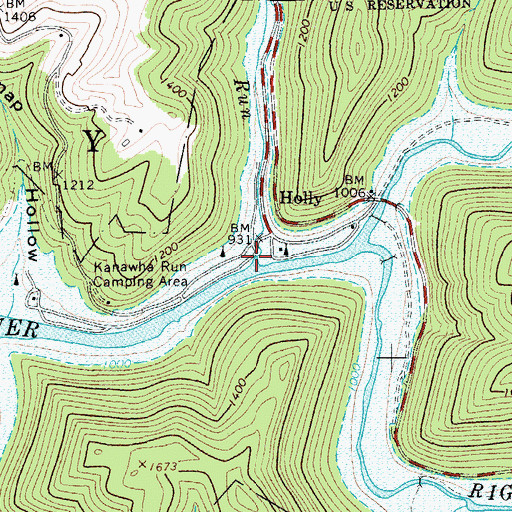 Topographic Map of Holly, WV