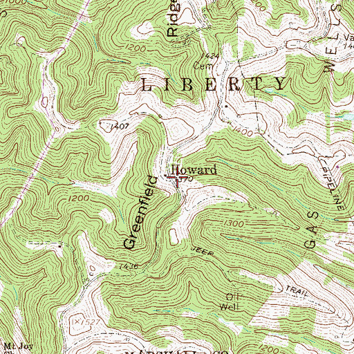 Topographic Map of Howard, WV