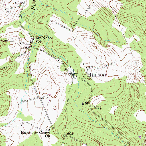 Topographic Map of Hudson, WV