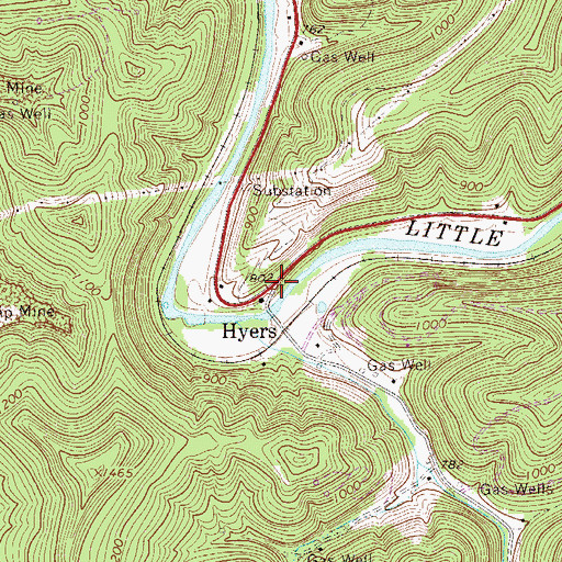 Topographic Map of Hyers, WV