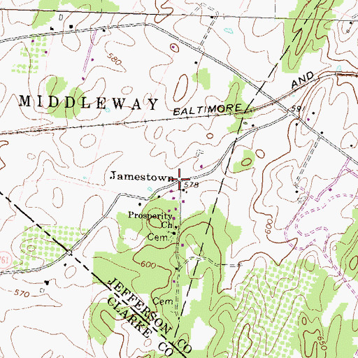 Topographic Map of Jamestown, WV
