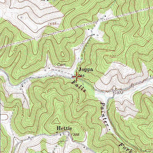 Topographic Map of Joppa, WV