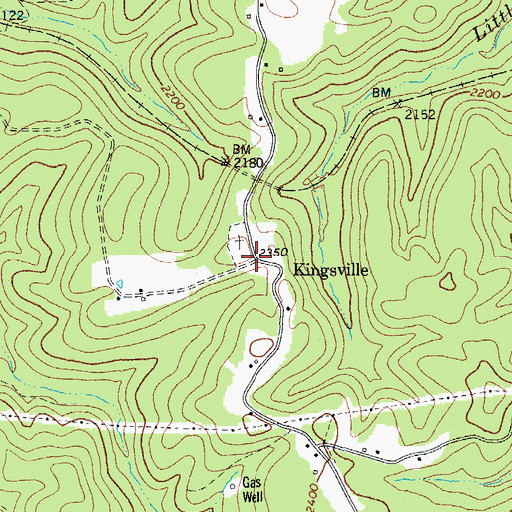 Topographic Map of Kingsville, WV