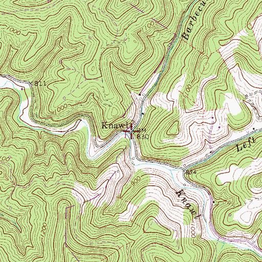 Topographic Map of Knawl, WV