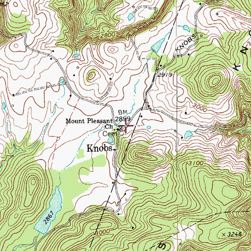 Topographic Map of Knobs, WV