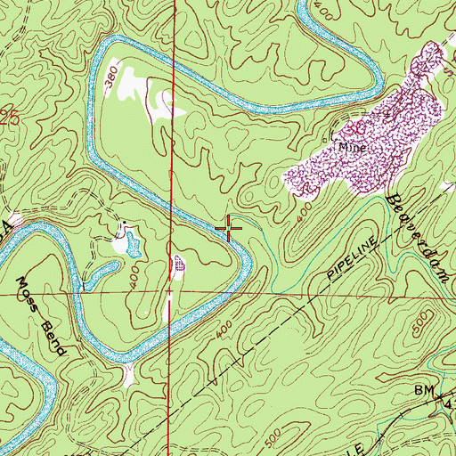 Topographic Map of Beaverdam Creek, AL