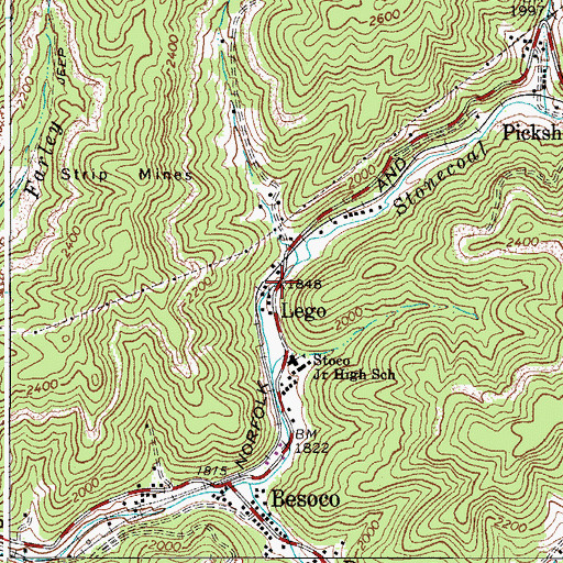 Topographic Map of Lego, WV