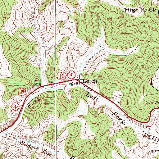Topographic Map of Letch, WV