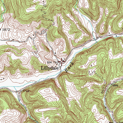 Topographic Map of Lillydale, WV