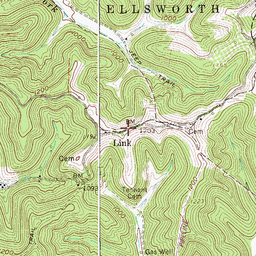 Topographic Map of Link, WV