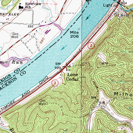 Topographic Map of Lone Cedar, WV