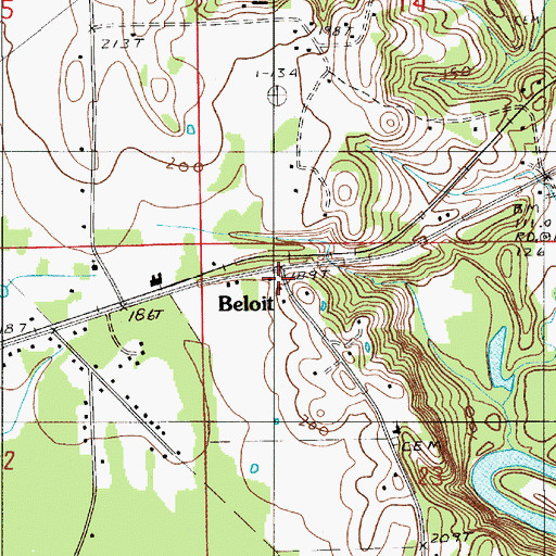 Topographic Map of Beloit, AL