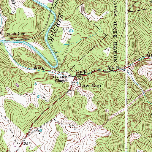 Topographic Map of Low Gap, WV