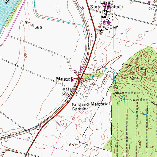 Topographic Map of Maggie, WV