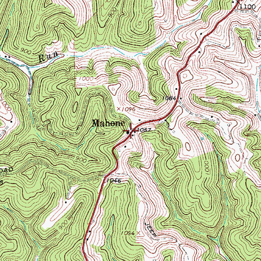 Topographic Map of Mahone, WV