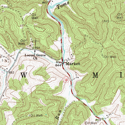 Topographic Map of Market, WV