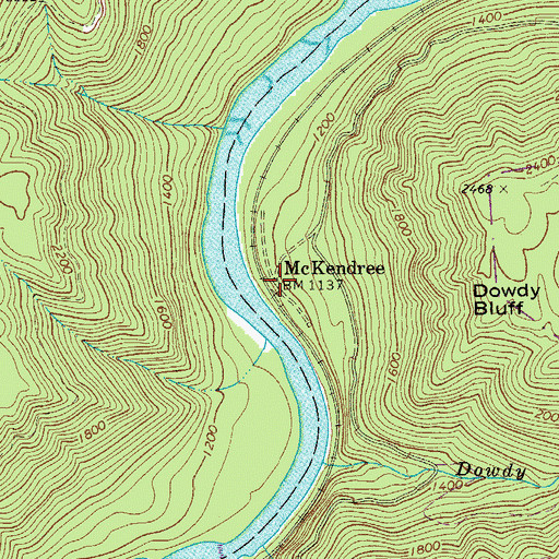 Topographic Map of McKendree, WV