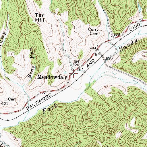 Topographic Map of Meadowdale, WV
