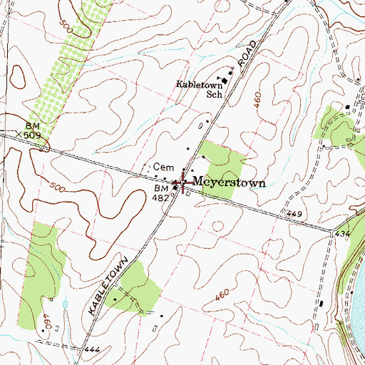 Topographic Map of Meyerstown, WV
