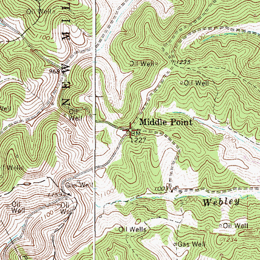 Topographic Map of Middle Point, WV