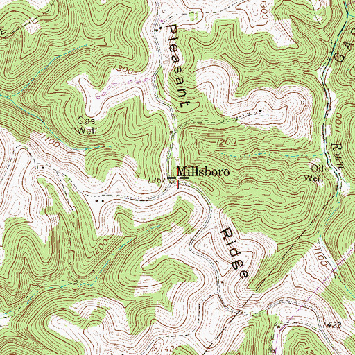 Topographic Map of Millsboro, WV
