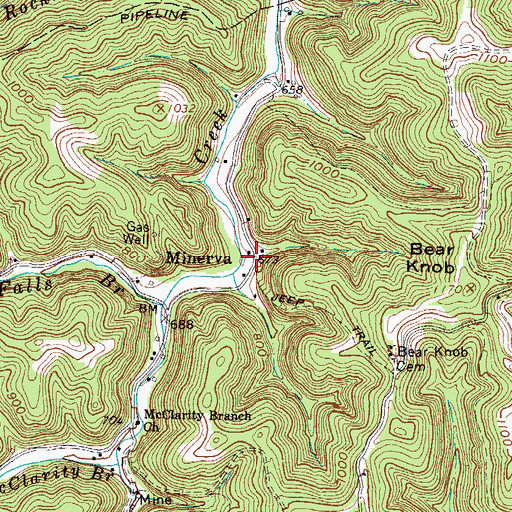 Topographic Map of Minerva, WV