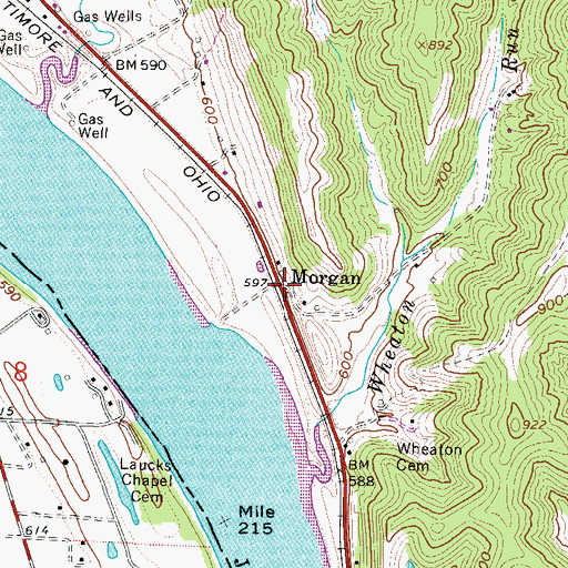Topographic Map of Morgan, WV