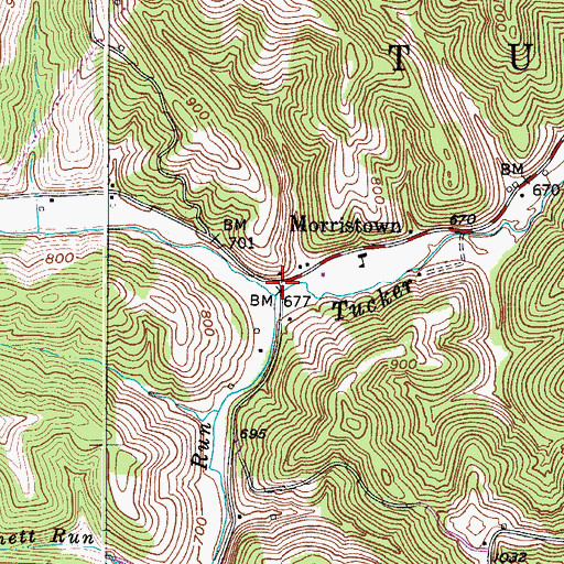 Topographic Map of Morristown, WV