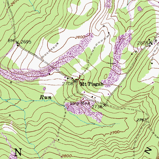 Topographic Map of Mount Pisgah, WV