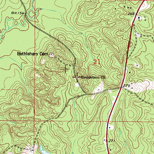 Topographic Map of Bethlehem Baptist Church, AL