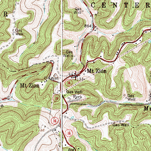 Topographic Map of Mount Zion, WV