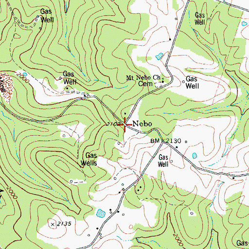 Topographic Map of Nebo, WV