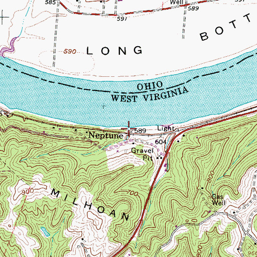 Topographic Map of Neptune, WV