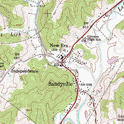Topographic Map of New Era, WV