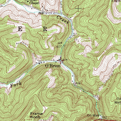 Topographic Map of O'Brion, WV