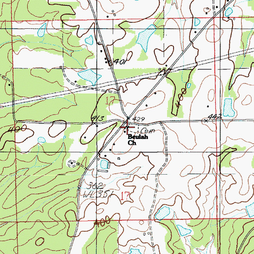 Topographic Map of Beulah Baptist Church, AL