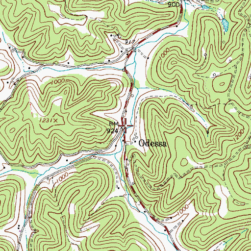 Topographic Map of Odessa, WV