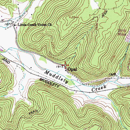 Topographic Map of Opal, WV
