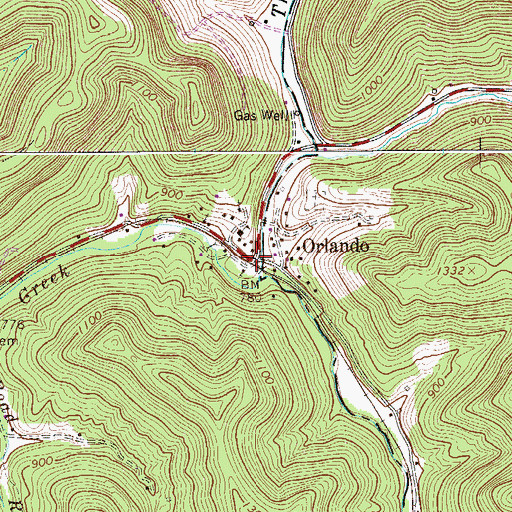 Topographic Map of Orlando, WV