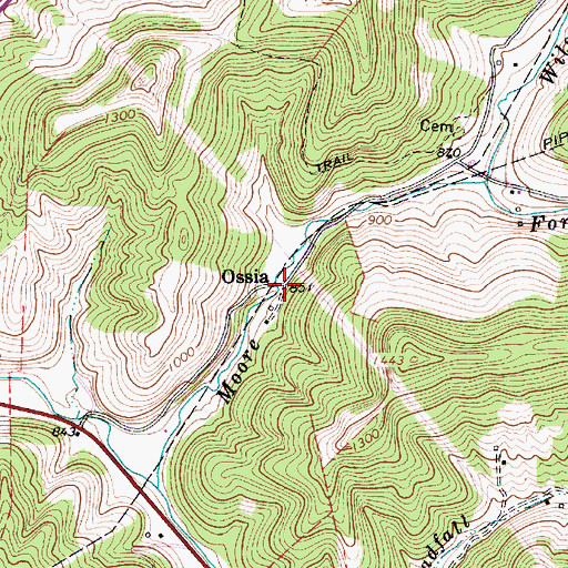 Topographic Map of Ossia, WV