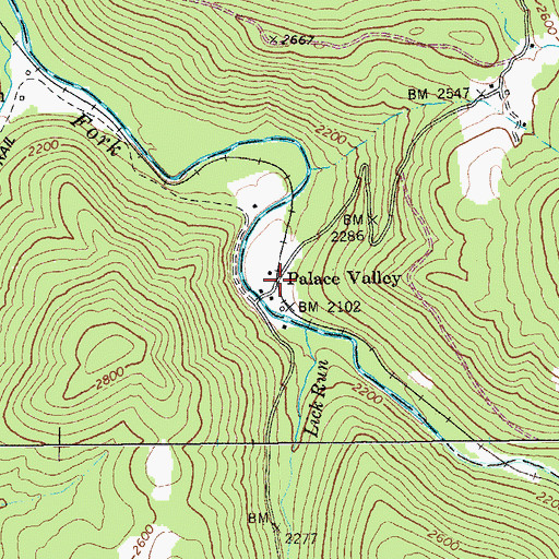Topographic Map of Palace Valley, WV