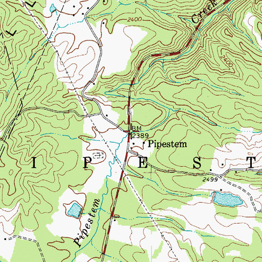 Topographic Map of Pipestem, WV