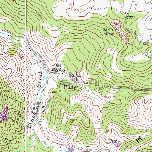 Topographic Map of Pluto, WV